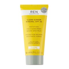 CLEAN SCREEN MINERAL SPF 30 - Matujący krem z filtrem SPF , REN CLEAN SKINCARE