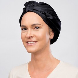 Anti-Frizz Satin Hair Bonnet Black - Satynowy czepek do włosów