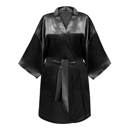 Glov - Kimono Style Satin Bathrobe - Szlafrok - Glov Spa Satynowy Szlafrok Black - Dla Kobiet