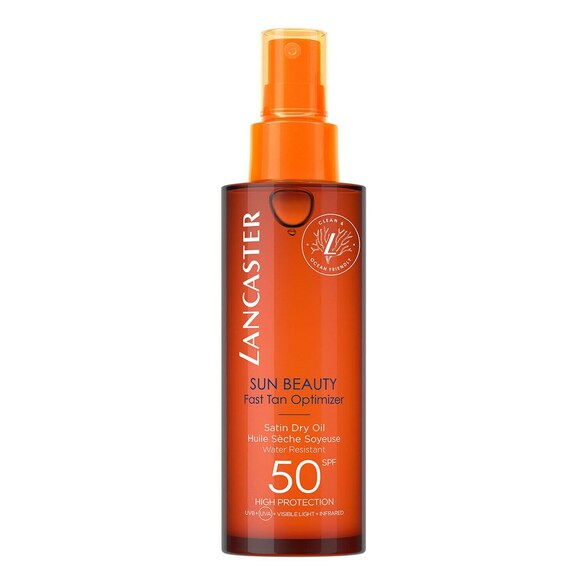 SUN BEAUTY – Jedwabisty suchy olejek w sprayu przyspieszający opalanie SPF 50, LANCASTER