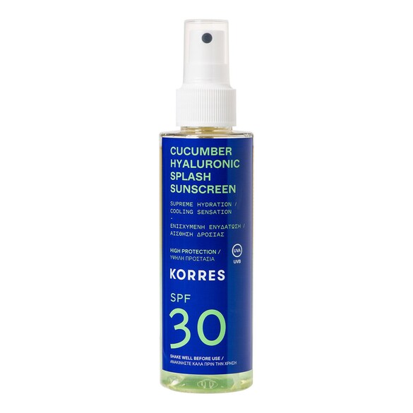 CUCUMBER HYALURONIC - Spray ochronny do twarzy i ciała z SPF 30/50, KORRES