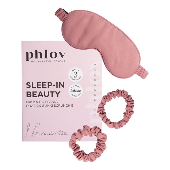 Zestaw Gumek Z Maską Na Oczy Sleep-In Beauty Z Wegańskiego Jedwabiui, PHLOV