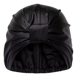 Anti-Frizz Satin Hair Bonnet Black - Satynowy czepek do włosów