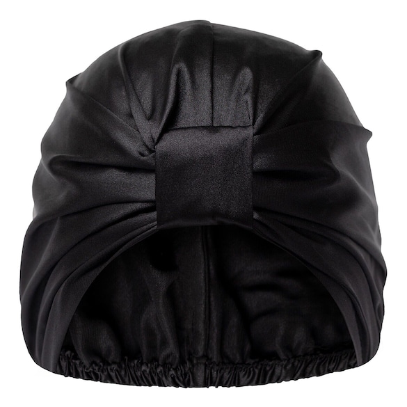 Anti-Frizz Satin Hair Bonnet Black - Satynowy czepek do włosów, GLOV