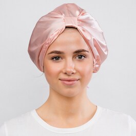 Anti-Frizz Satin Hair Bonnet Pink - Satynowy czepek do włosów