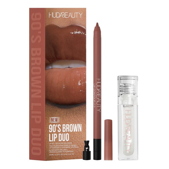 Lip Duo - 90s Brown - Błyszczyk i konturówka do ust, HUDA BEAUTY
