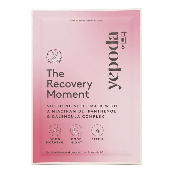 The Recovery Moment – kojąca maska w płachcie z kompleksem niacynamidu, YEPODA