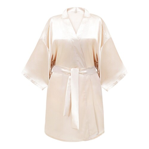 Glov - Kimono Style Satin Bathrobe Beige - Szlafrok - Glov Spa Satynowy Szlafrok Beige - Dla Kobiet