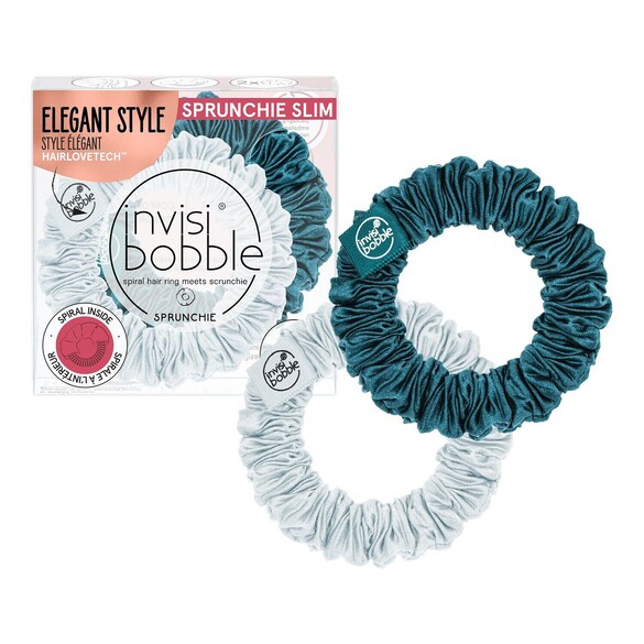 Sprunchie Slim Cool As Ice - Zestaw gumek do włosów, INVISIBOBBLE