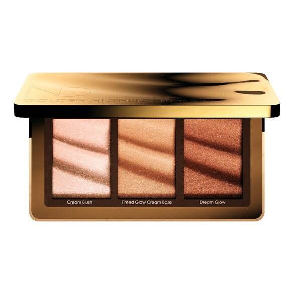 Golden Highlighter trio - Hybrydowa, wielofunkcyjna paleta rozświetlaczy, NATASHA DENONA