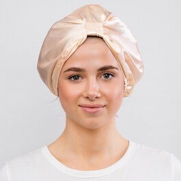 Anti-Frizz Satin Hair Bonnet Champagne - Satynowy czepek do włosów