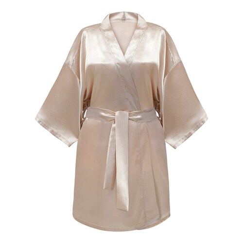 Glov - Kimono Style Satin Bathrobe - Szlafrok - Glov Spa Satynowy Szlafrok Champagne - Dla Kobiet