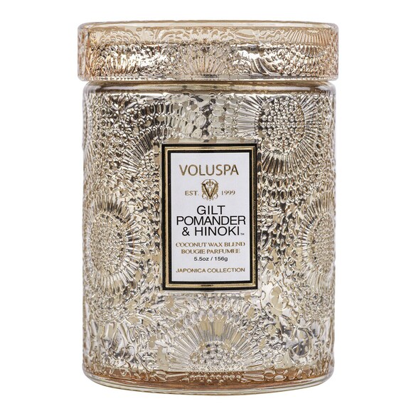 Japonica Gilt Pomander & Hinoki Small Jar Candle - Świeca , VOLUSPA