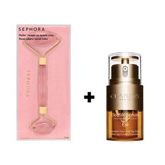 Naprawa skóry: przeciwstarzeniowe serum pod oczy i roller z różowego kwarcu, CLARINS