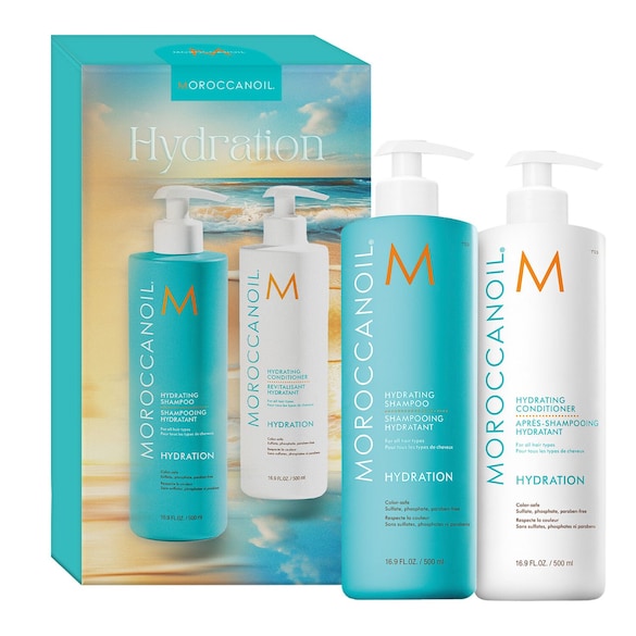 Zestaw nawilżający z szamponem i odżywką do włosów, MOROCCANOIL