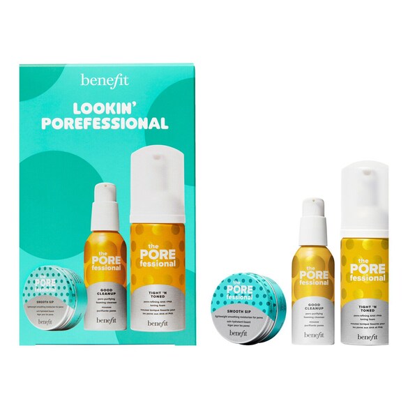 Lookin’ POREfessional - zestaw do pielęgnacji z mini pianką, tonikiem i kremem, BENEFIT COSMETICS