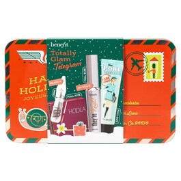 Zestaw świąteczny Totally Glam Telegram - Primer, bronzer, maskara i żel do brwi
