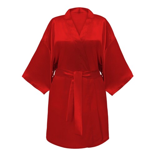 Glov - Kimono Style Satin Bathrobe - Szlafrok - Glov Spa Satynowy Szlafrok Red - Dla Kobiet
