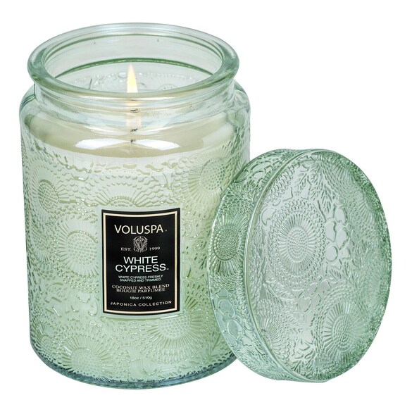 Japonica White Cypress Large Jar Candle - Świeca , VOLUSPA