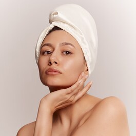 Double-Sided Satin Hair Towel Wrap - Dwustronny Turban Do Włosów Beige