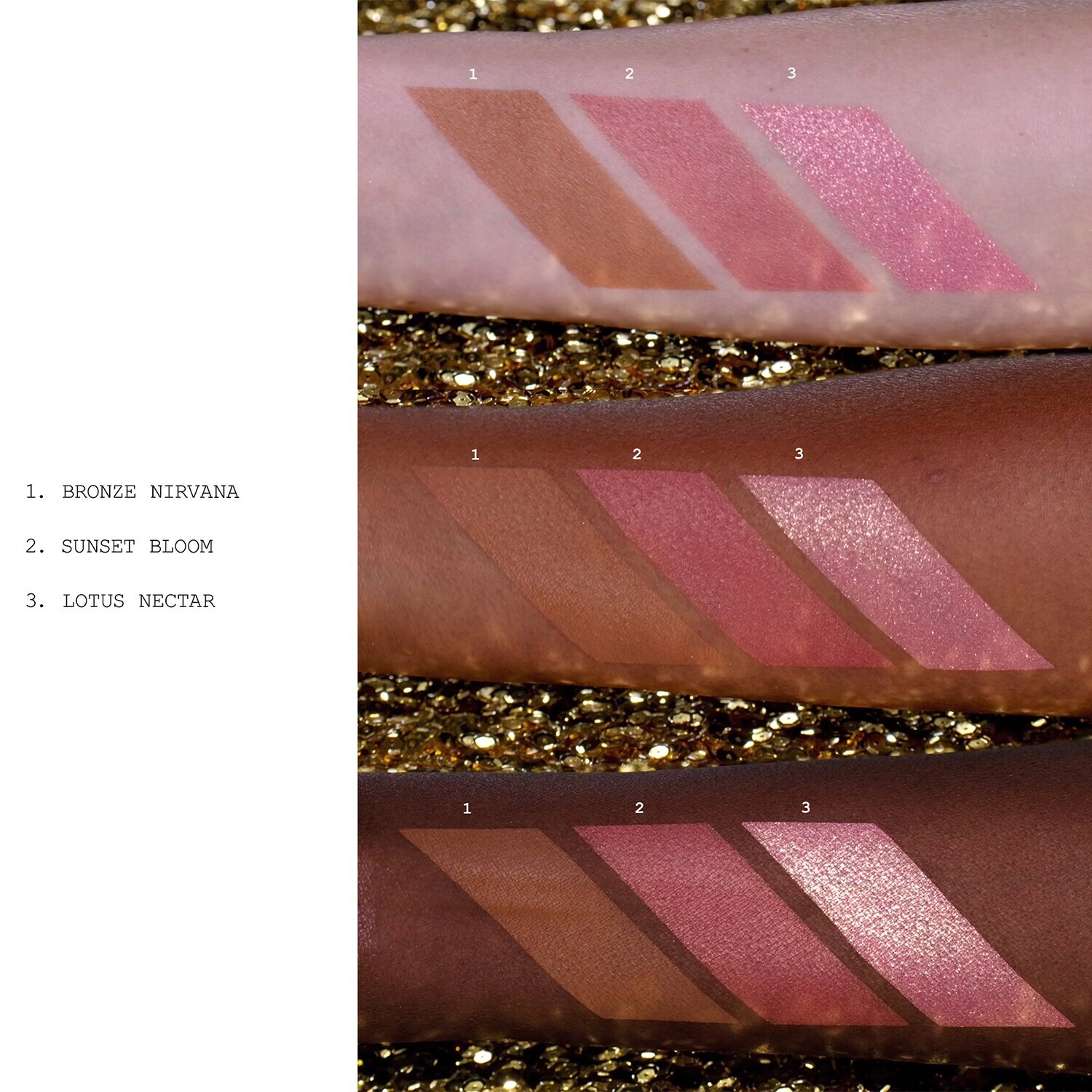 Divine Blush + Bronze + Glow Trio Paleta do makijażu cery i PAT