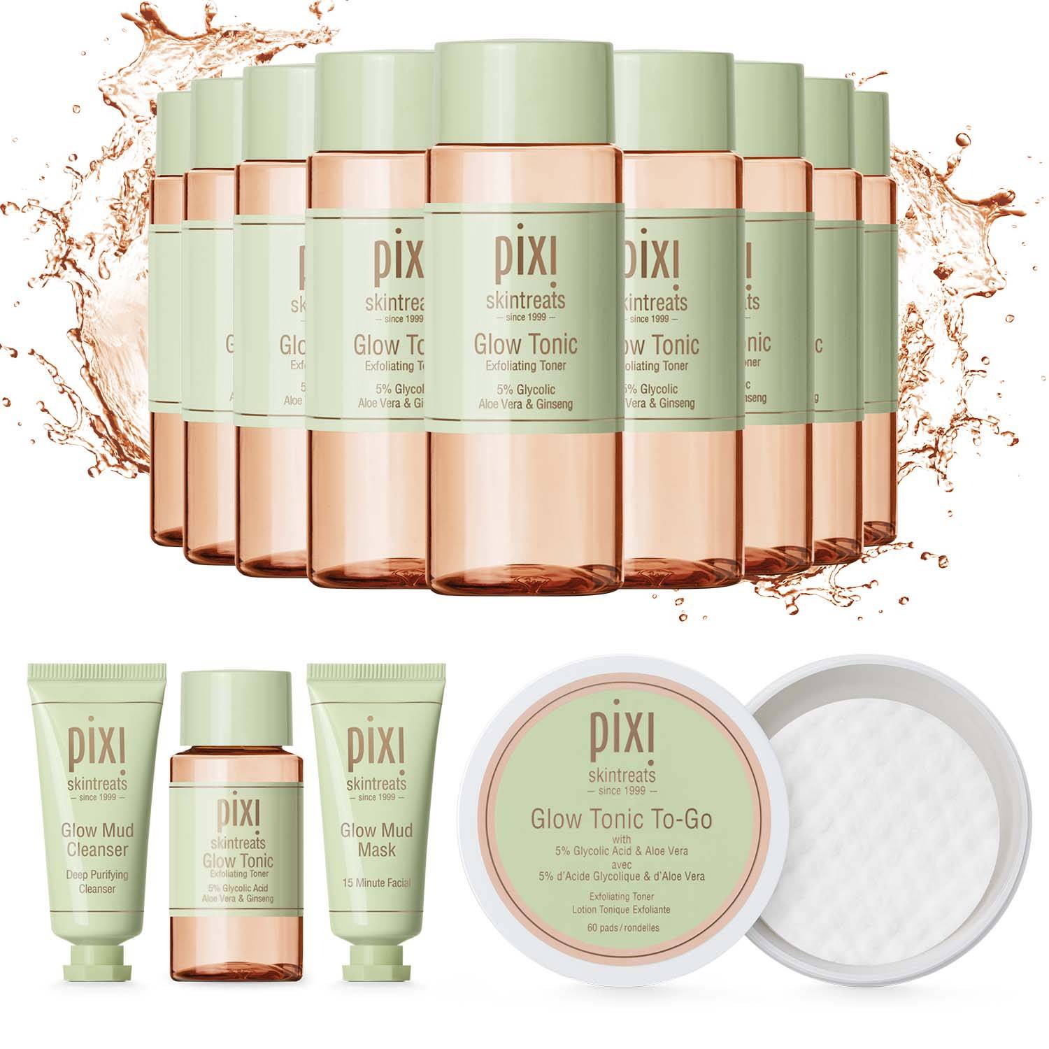 Glow Tonic To Go Pads Złuszczające płatki do twarzy i PIXI ≡ SEPHORA
